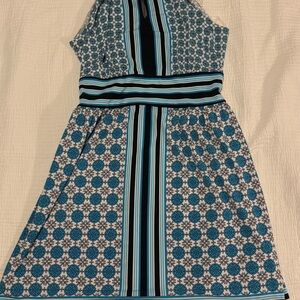 New York & Company Blue Halter A-Line Sundress